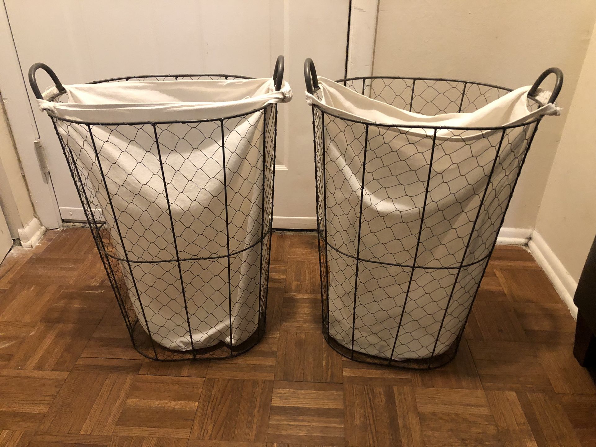 2 Wire and Cloth Laundry Baskets….Good Condition!