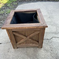 stained wood flower planter pot 