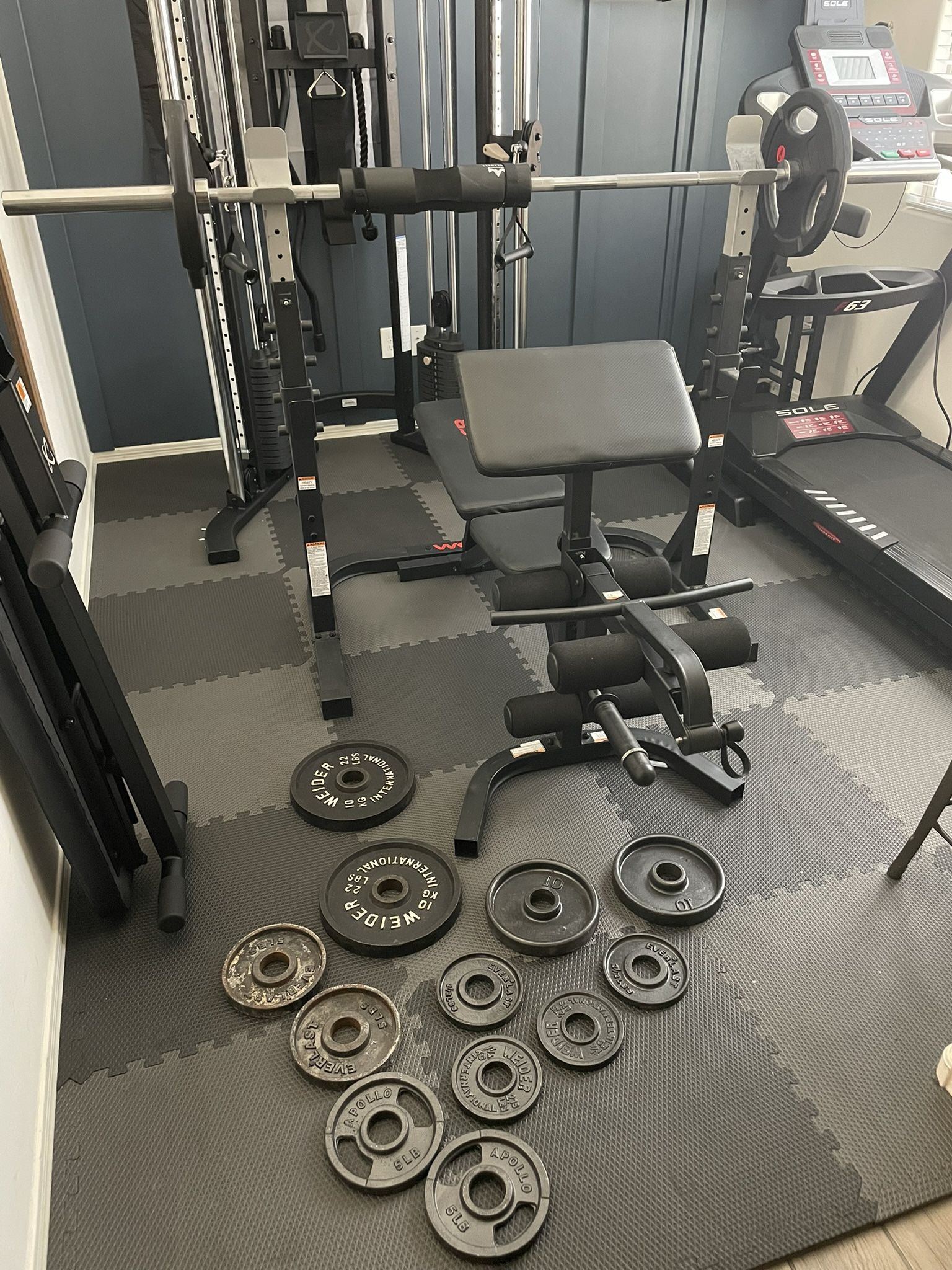 Wider bench with Squat rail, preacher curl and leg curl Home Gym Equipment