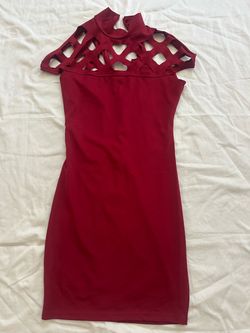 Red Bodycon Mini Dress with Cutout Neckline