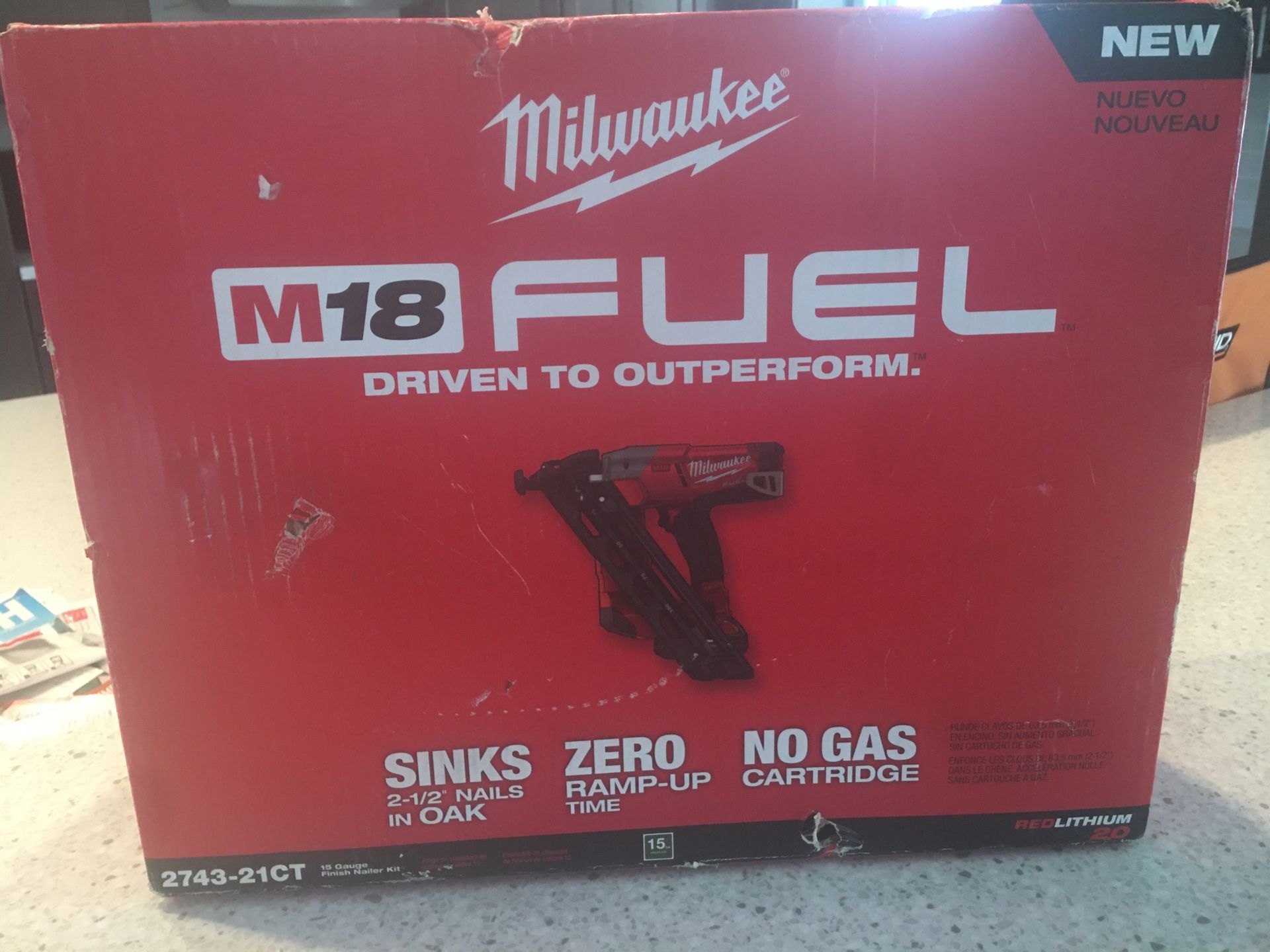 M18 Milwaukee angle nailer kit. New in box 15 Ga