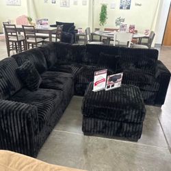 GRAY IVORY BLACK SAGE DARK GRAY LIGHT GRAY Plush Corduroy 99x99 sectional sofa with ottoman 99x99 $550 pick up / can deliver