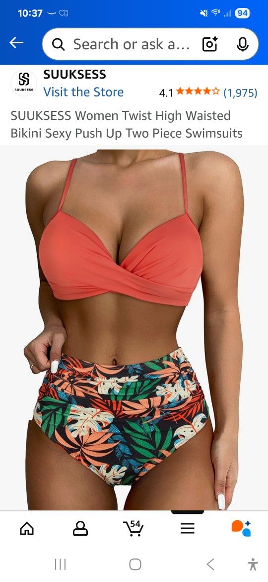 Brand New High Waisted 2-piece Bathing Suit