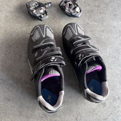 Bicycle Clip In Pedals & Shoes (8.5)