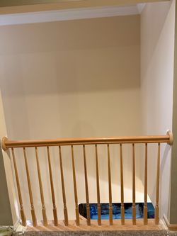 Beautiful natural oak railing 2 pieces . Both in size 60 inches long and 38 inches tall