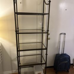 Bronze and Glass Tall Shelving Unit - 5 Shelves