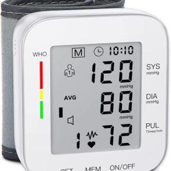 MMIZOO Wrist Blood Pressure Monitor Large LCD Display BP Machine Adjustable Cuff 5.31-7.68 inch Automatic 99x2 Sets Memory with Carrying Case for Home