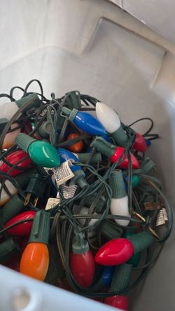 Bin of Christmas lights