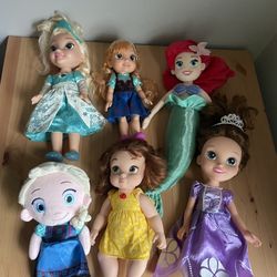 Disney Princess Baby Doll Lot  Frozen’s Elsa Anna Beauty& The Beast Belle Sofia The First Ariel Little Mermaid 