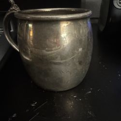 Vintage F.B. Rogers Silver Co.  Small 2.5" Childs Cup floral Scroll Handle 5614