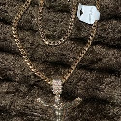 Med Size Cross Pendant Cuban Set