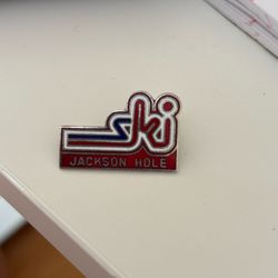 Vintage Ski Jackson Hole Wyoming Lapel Pin Red White & Blue Souvenir