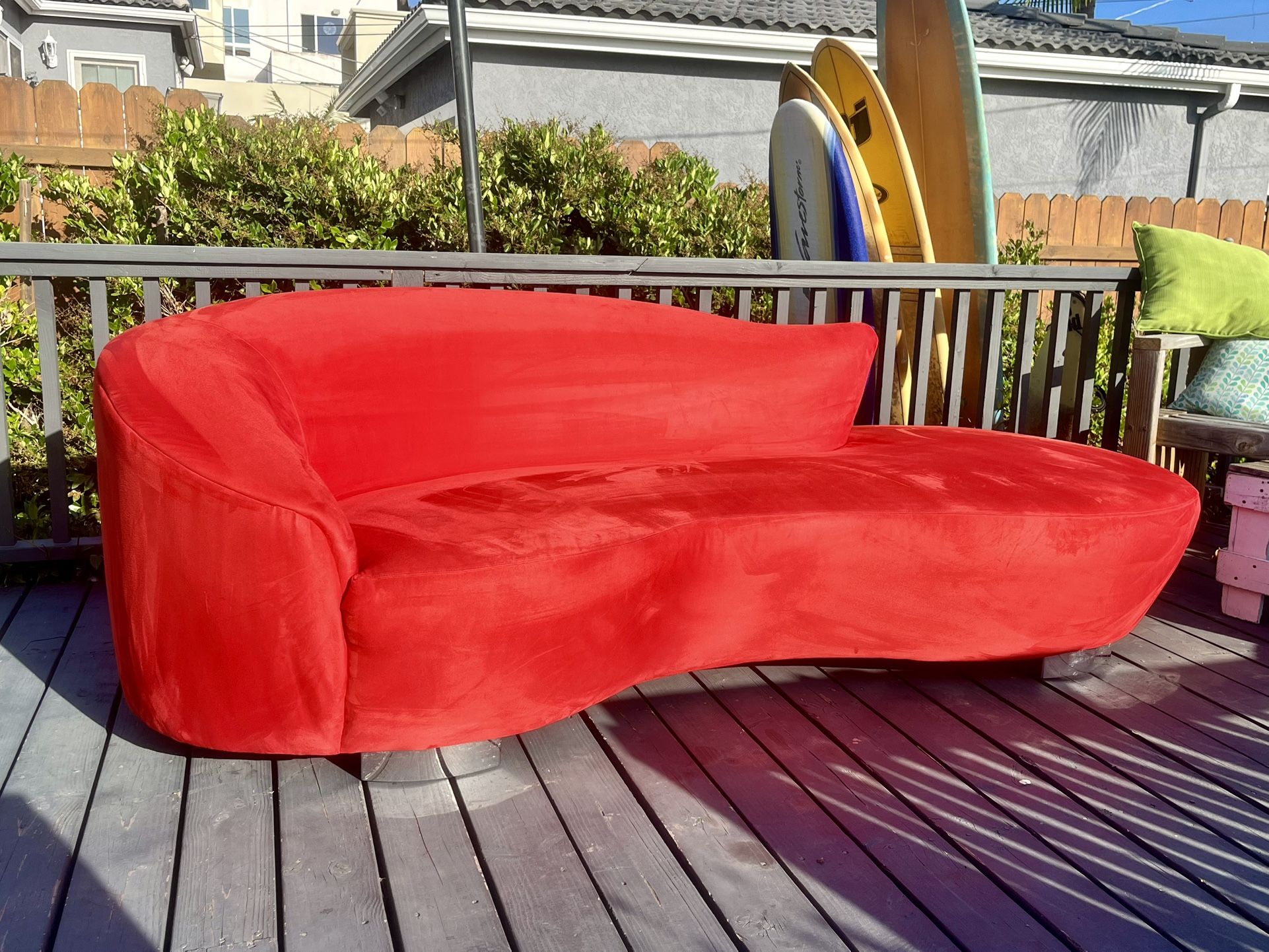 1990s Weiman Red Cloud Serpentine Sofa