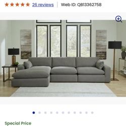 Elyza Ashely Furniture 3 Piece Sectional Cloud Couch Sofa With Chaise
