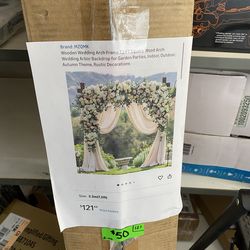 Wooden Wedding Arch Frame 7.2 FT Square Wood Arch Wedding Arbor Backdrop for Garden Parties, Indoor, Outdoor, Autumn Theme, Rustic Decorations