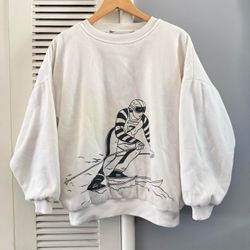 Vintage Steven Nicholas Skiing Crewneck Sweatshirt Lined Size XL