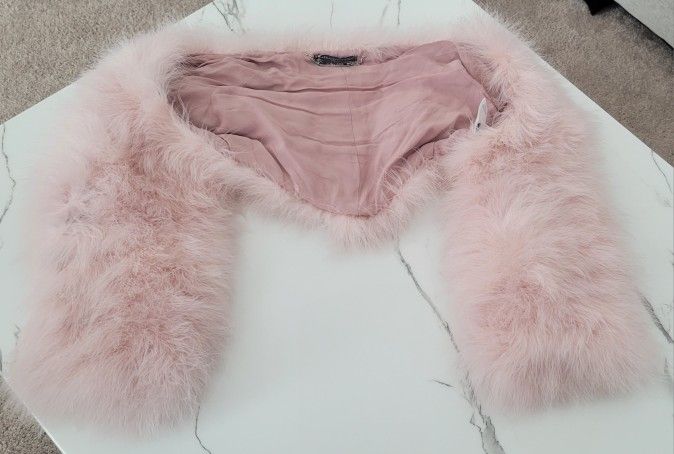 alexander mcqueen Bolero Shawl Scarf  Feathers  Pink Jacket Vintage