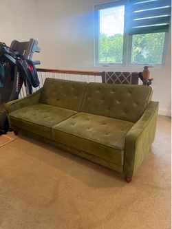 Green velvet couch