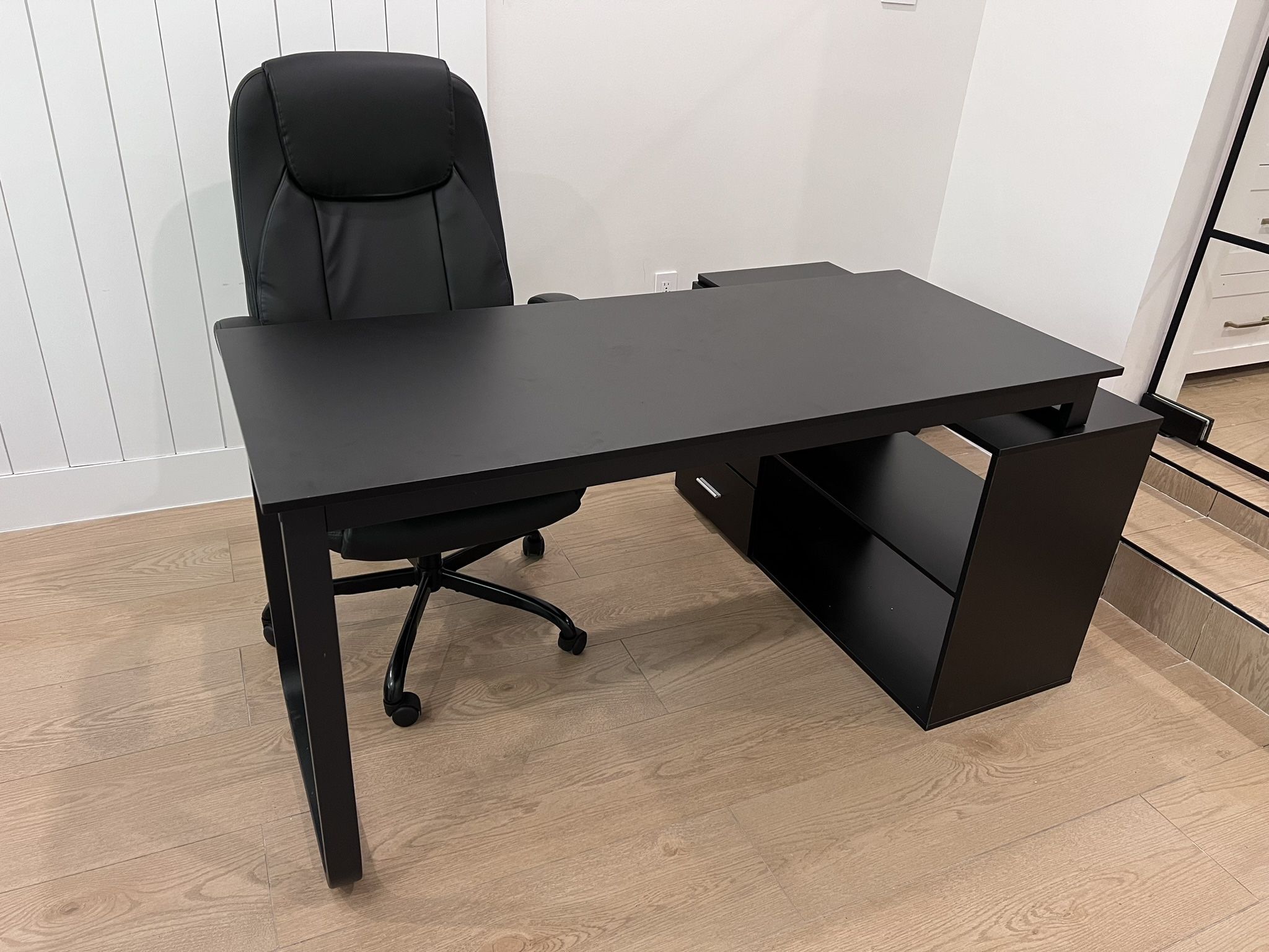 Black Office Desk With Chair
