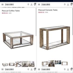 Z Gallerie Pascual Coffee Table & Console