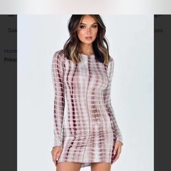 Brown & white tie dye dress 