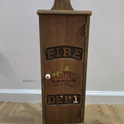 Vintage Fire Dept Wooden Cabinet Shelf 