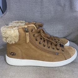 UGG Olive Chestnut Brown Nubuck High Top Zip Up Suede Shoes Size 9