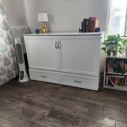 Queen size solid wood murphy bed cabinet