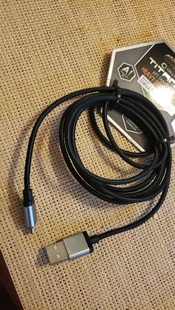 HEAVY DUTY USB CABLE 6FT TANGLE FREE FOR IPHONE IPAD, IPOD.