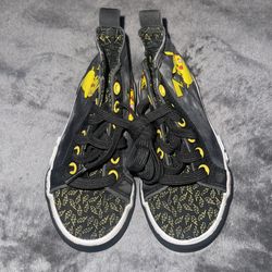 Pokémon High Top Shoes Kids Size 12 Pikachu Black and Yellow 
