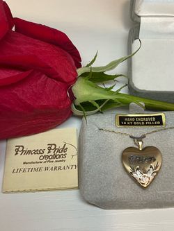 Vintage Princess Pride Creations 14k Gold Filled Heart Mom Locket Necklace 18"