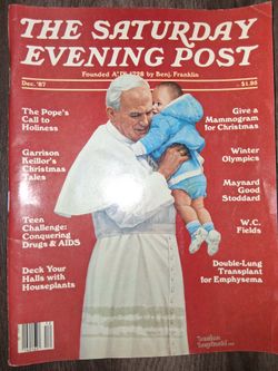 December 1987 issue of The Saturday Evening Post featuring Pope John Paul
In good condiition
Collectible 
Vintage
Asking $6
Or best offer
Pick up only