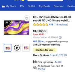 LG - 55" Class G5 Series OLED evo AI 4K UHD Smart webOS TV