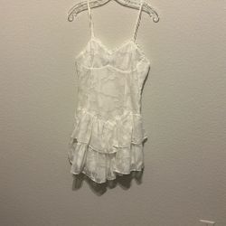 White Ruffle Floral Mini Dress