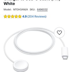 Apple Watch Magnetic Fast Charger to USB-C Cable (1 m) - White