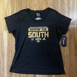 NWT Womens Fanatic New Orlean Saints Reppin The South Tee Size XL