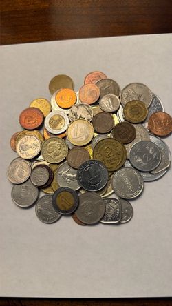 $25 for 60 assorted coins from around the world