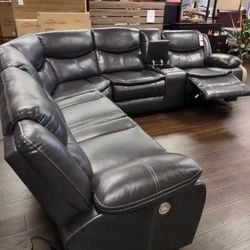 New Power Sectional Sofa With Three Power Recliners In Leatherette On Sale Now Don't Miss