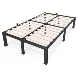Queen Bed Frame (metal With Wood Base)