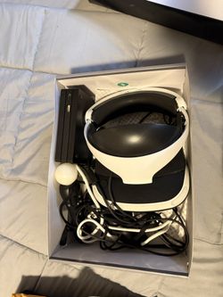 PlayStation VR Headset And Controllers And Connector