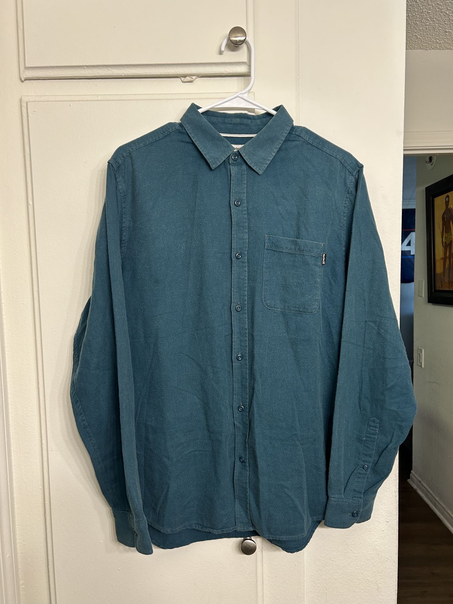 Teal/Blue Hurley long sleeve button up