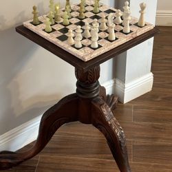 Antique Table + Chess Board