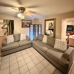 XL gray sofa & loveseat