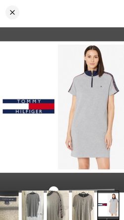 Tommy Hilfiger casual 1/4 zip mock neck logo sleeve dress (3X)