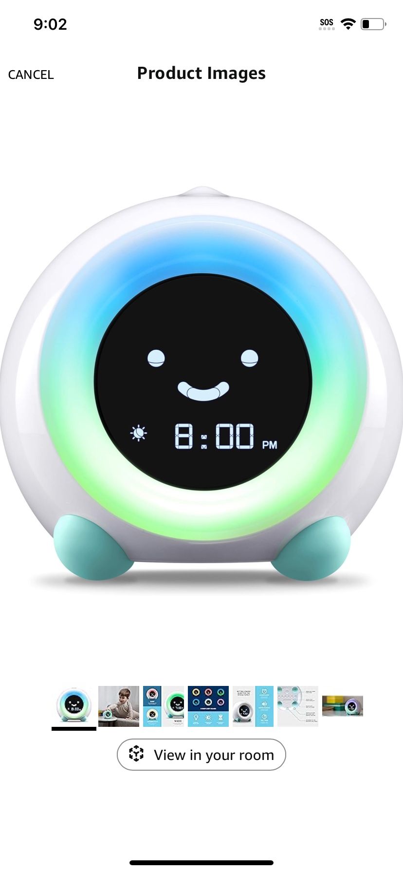 LittleHippo Mella: Kids Alarm Clock, Ready to Rise Children's Sleep Trainer, Night Light,