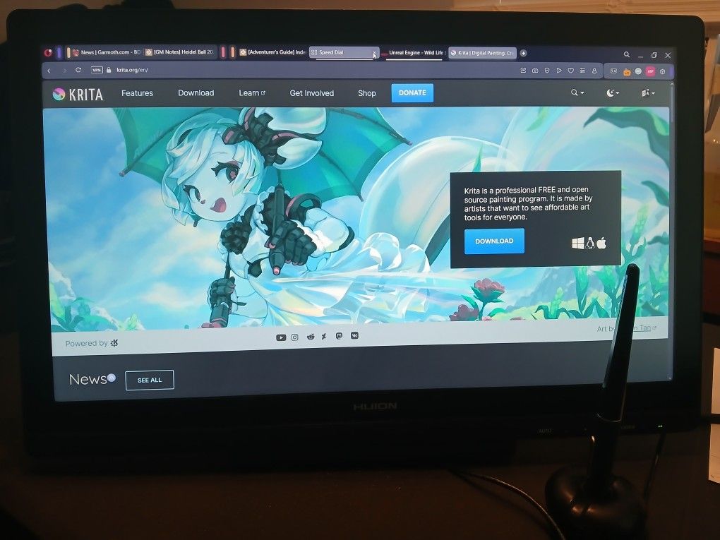 Huion Drawing Tablet Kanvas 20