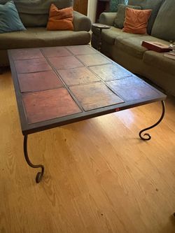 Wooden tile top coffee table