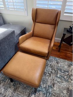 Leather Chair + Leather Ottoman