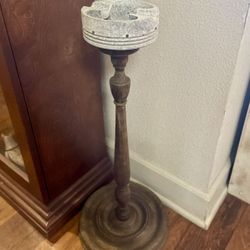 Antique Marble & Wood Cigar/Plant Stand/Home Decor/RARE