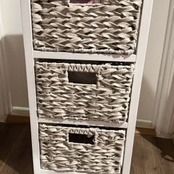 White storage three wicker baskets, $49